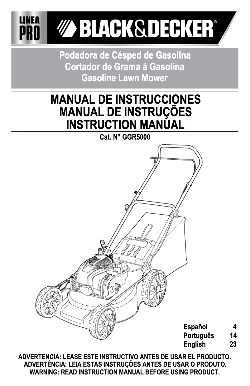 Page 1 of the manual User Manual Black & Decker GGR5000