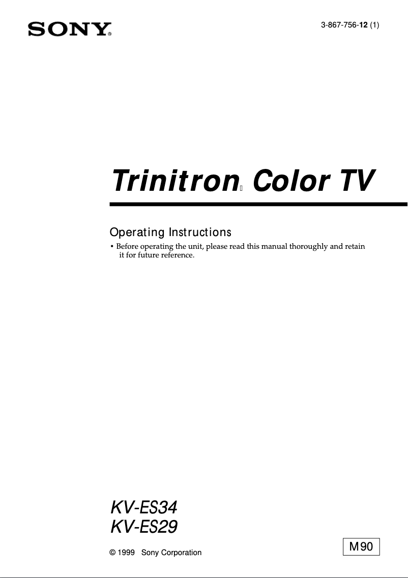 Page 1 of the manual User Manual Sony Trinitron KV-ES29M90