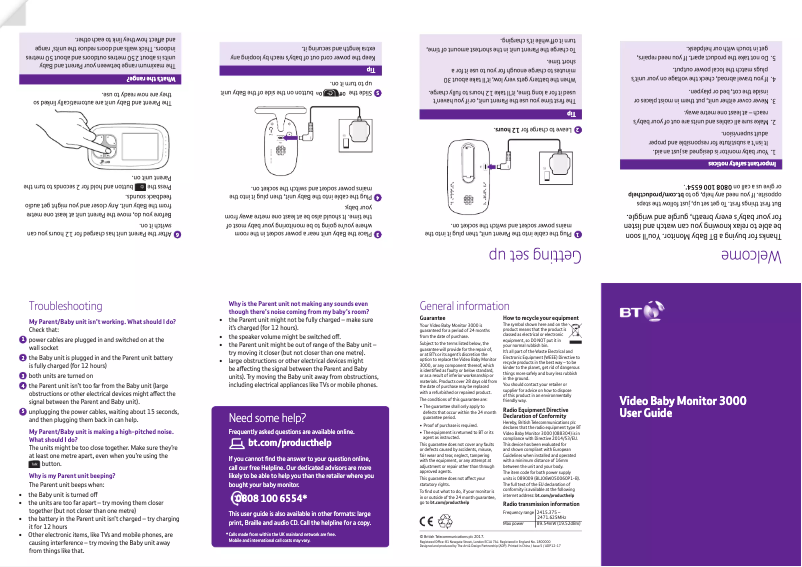 Page 1 of the manual User Manual BT Video Baby Monitor 3000