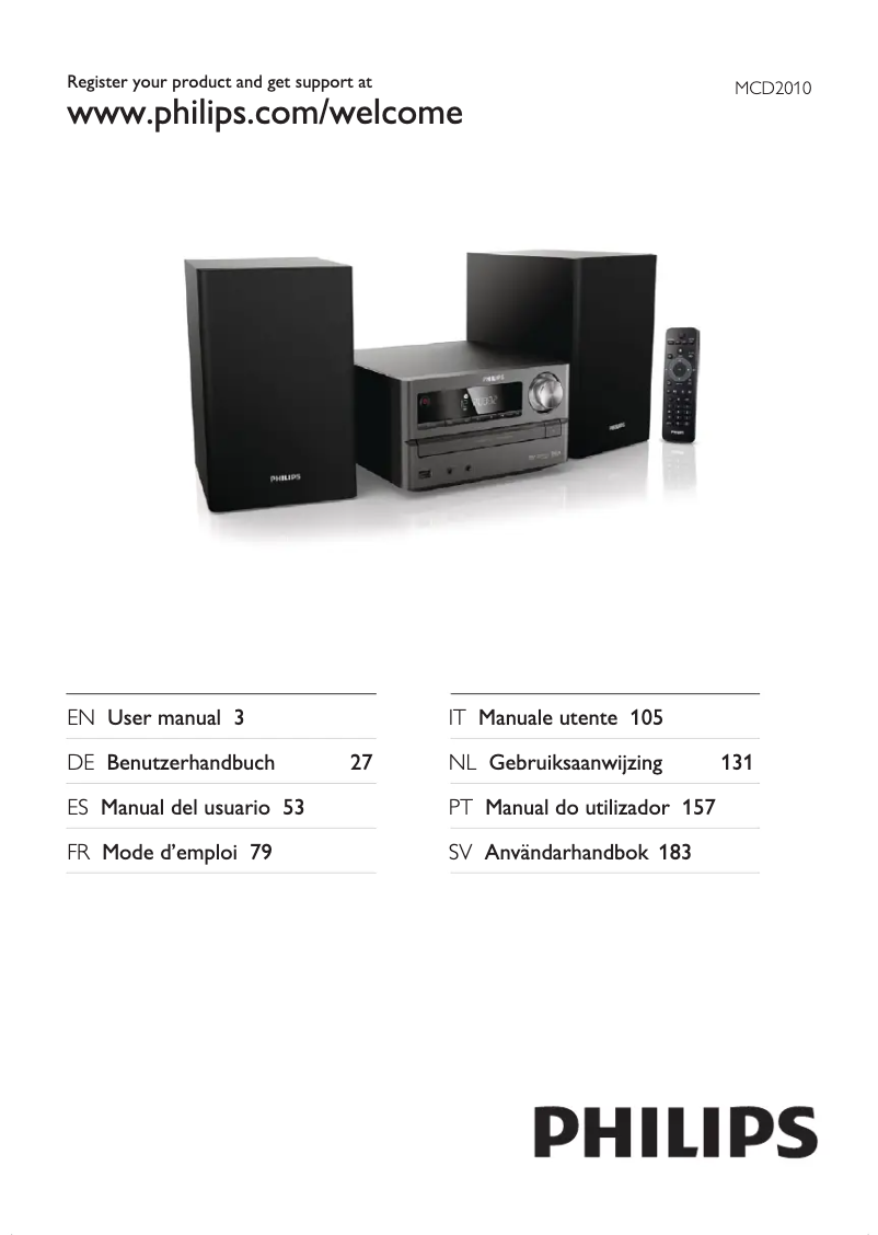 Page 1 of the manual User Manual Philips MCD2010