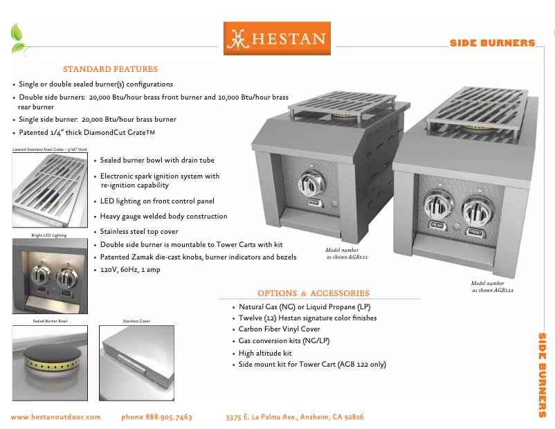 Page 1 of the manual Technical Sheet Hestan AGB122-NG-GR