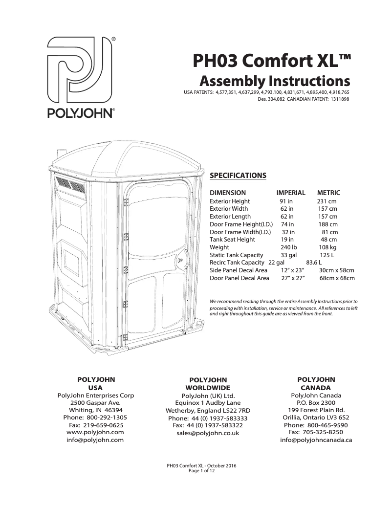 First page image of the manual for PH03-1011
