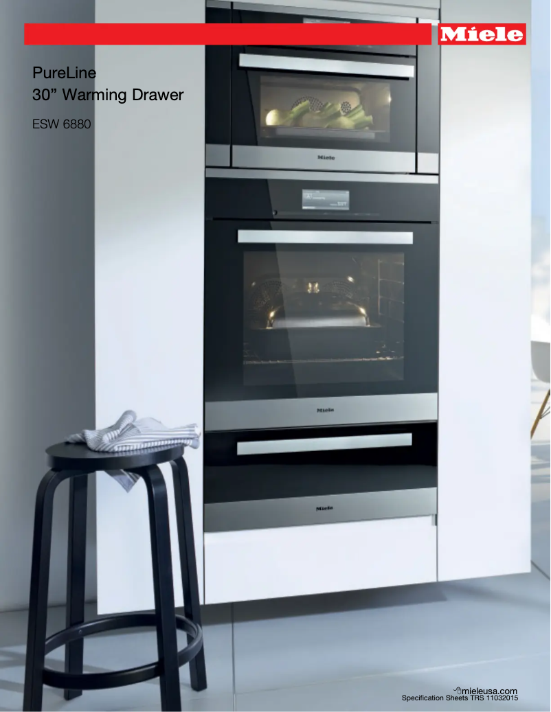 Page 1 of the manual Technical Sheet Miele ESW 6880 CLST