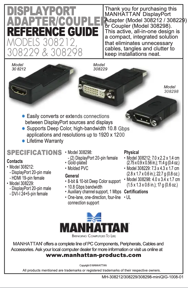 Page 1 of the manual User Manual Manhattan 308229