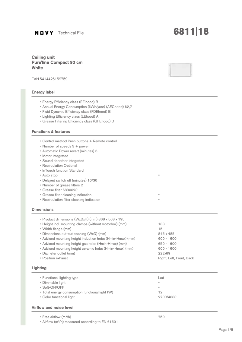 First page image of the manual for Pure'line Compact 6811