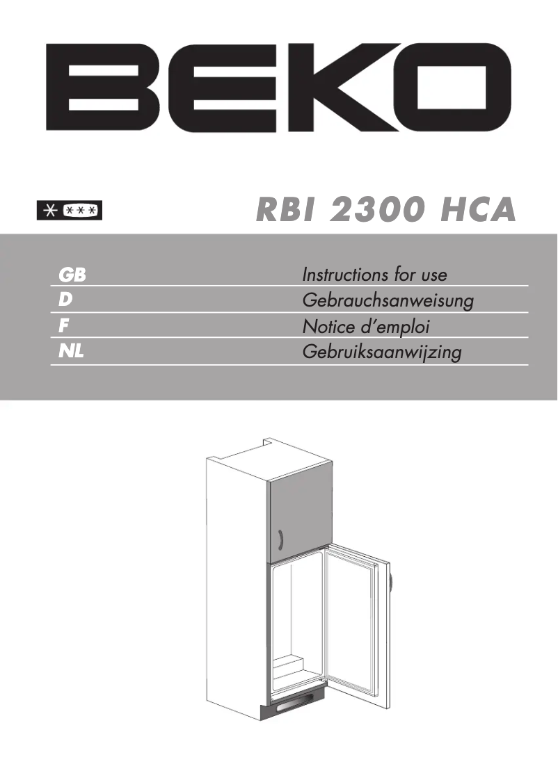 First page image of the manual for RBI 2300 HCA