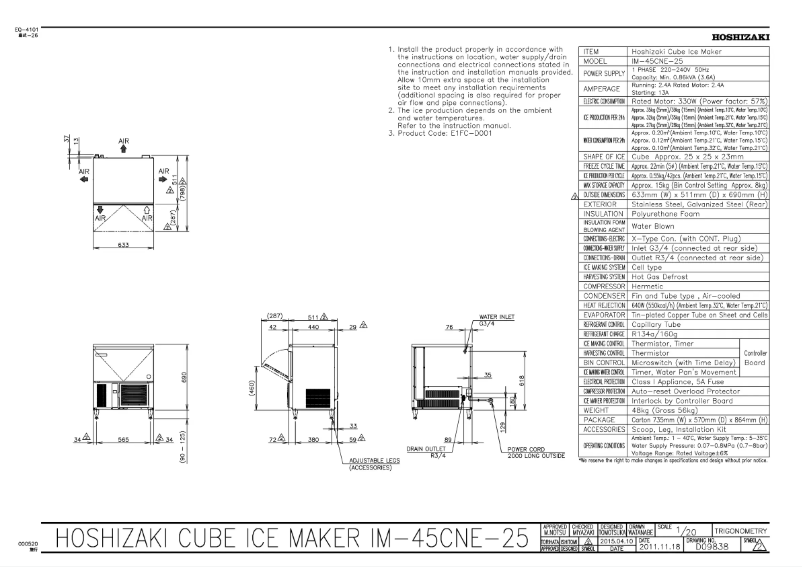 First page image of the manual for IM-45CNE