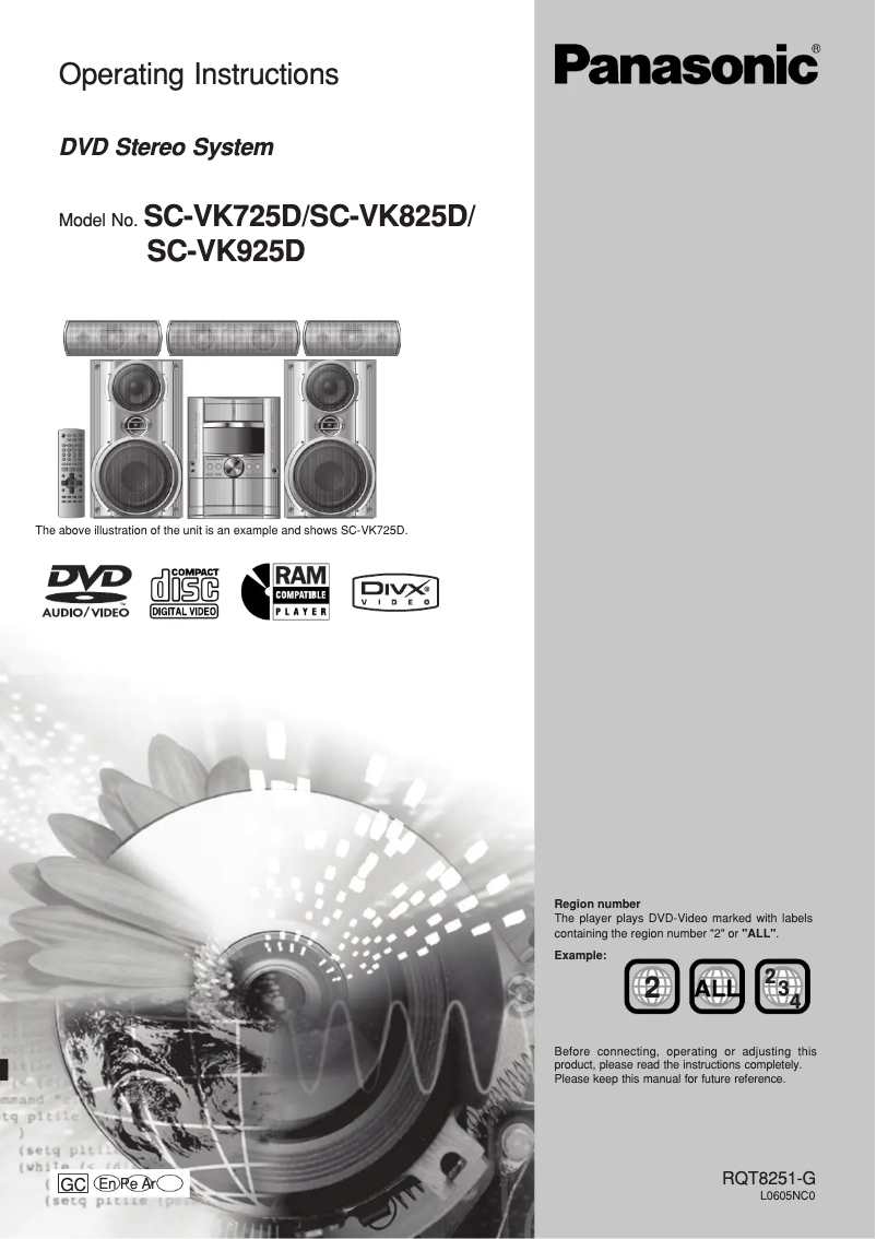 First page image of the manual for SC-VK725D