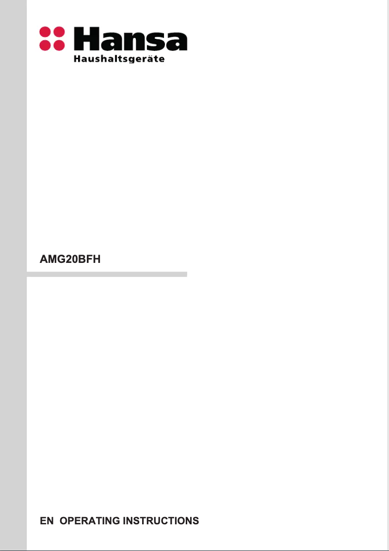 Page 1 of the manual User Manual Hansa AMG20BFH