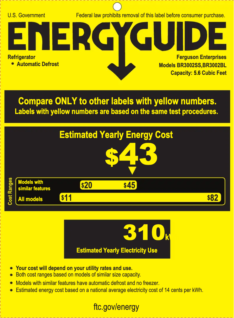 Page 1 of the manual Energy Label EdgeStar BR3002BL