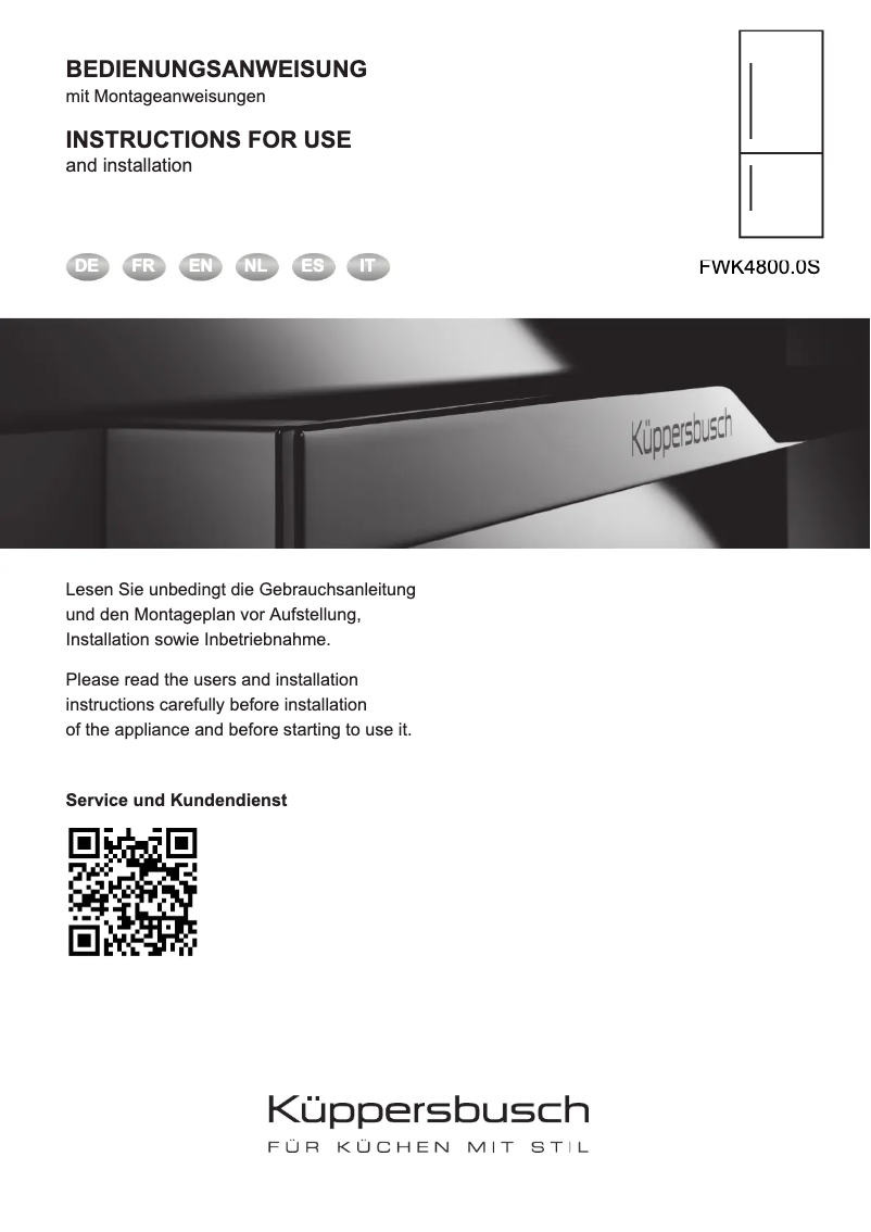 Page 1 of the manual User Manual Küppersbusch FWK4800.0S