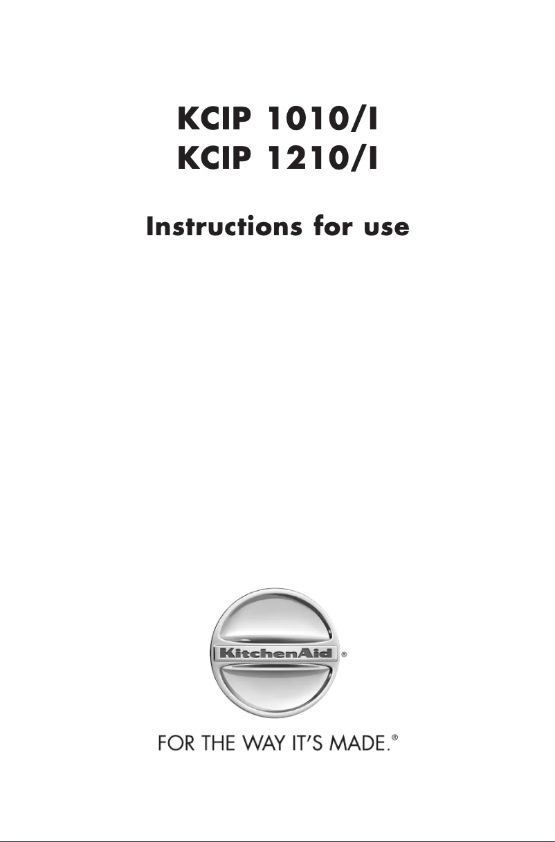 Page 1 of the manual User Manual KitchenAid KCIP 1010