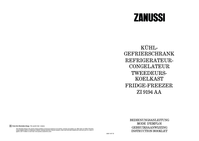 Page 1 of the manual User Manual Zanussi ZI 9194 aa