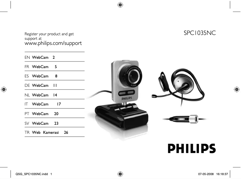 Page 1 de la notice Guide de démarrage rapide Philips SPC1035NC