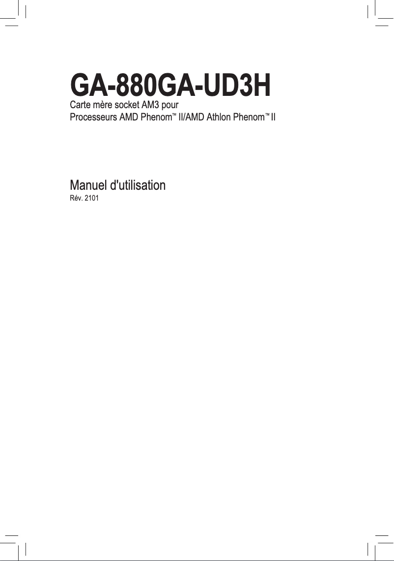 First page image of the manual for GA-880GA-UD3H