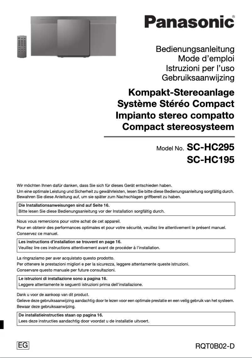 Page 1 of the manual User Manual Panasonic SC-HC195