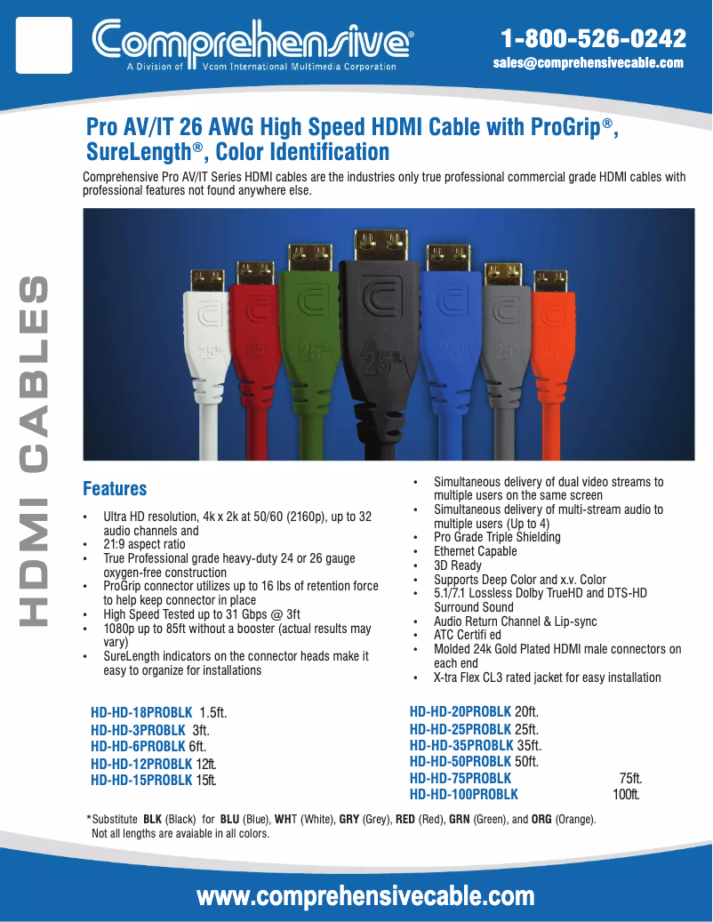 First page image of the manual for HD-HD-75PROBLK