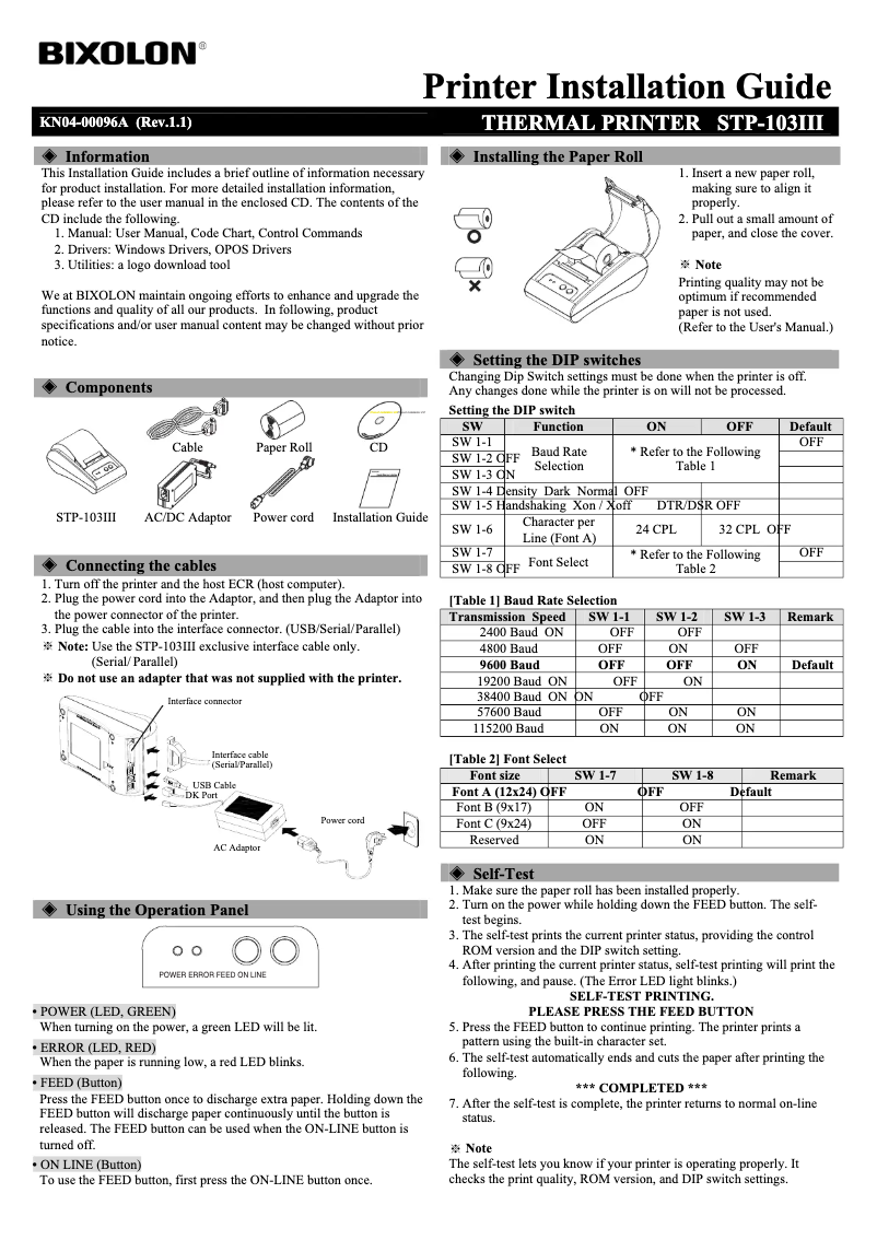 First page image of the manual for STP-103III