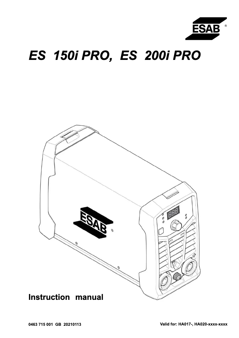 First page image of the manual for ES150i PRO