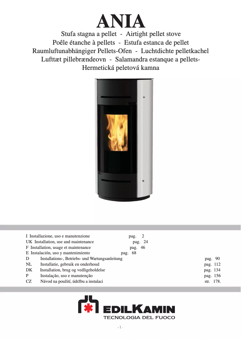 First page image of the manual for ANIA