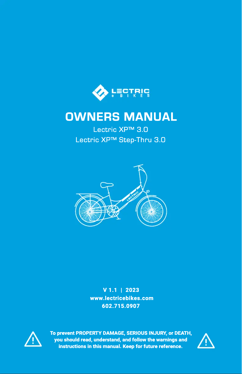 Page 1 of the manual User Manual Lectric XP Step-Thru 3.0
