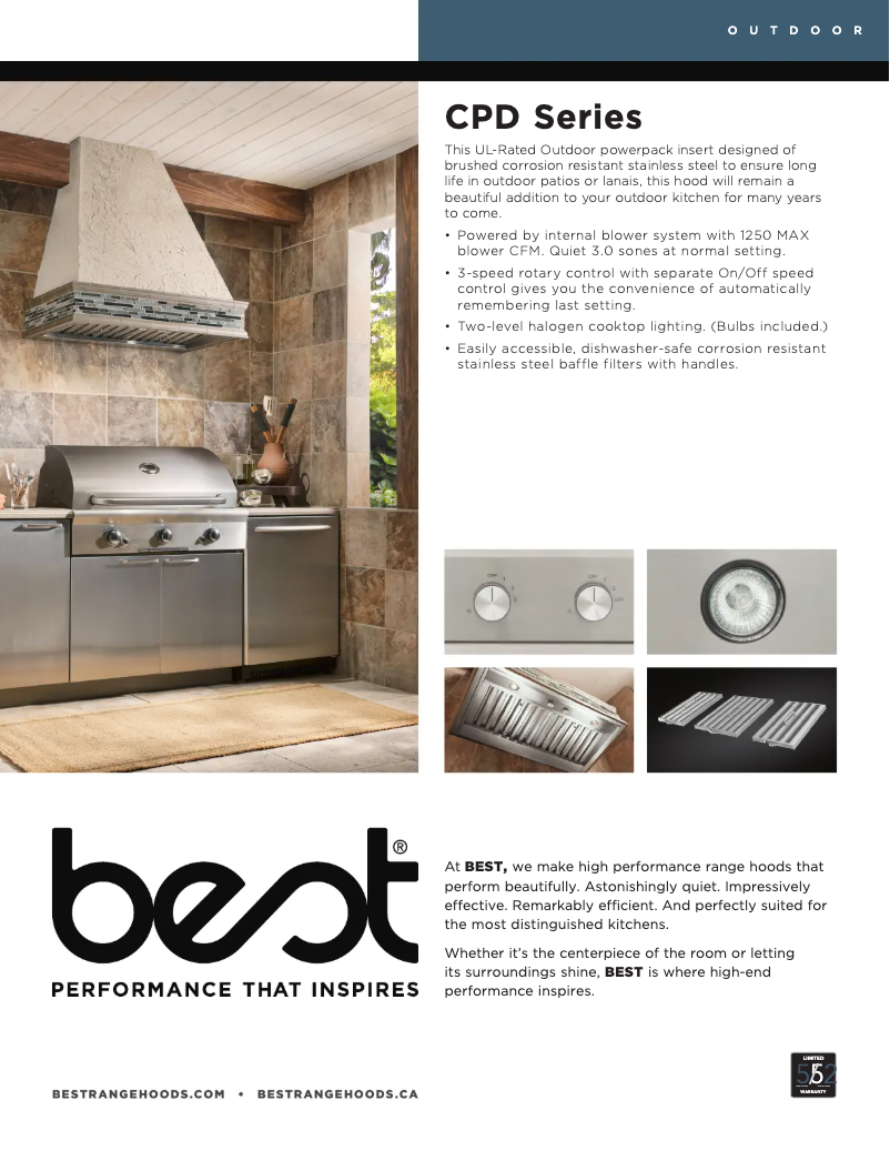 Page 1 of the manual Technical Sheet Best CPDI362SB