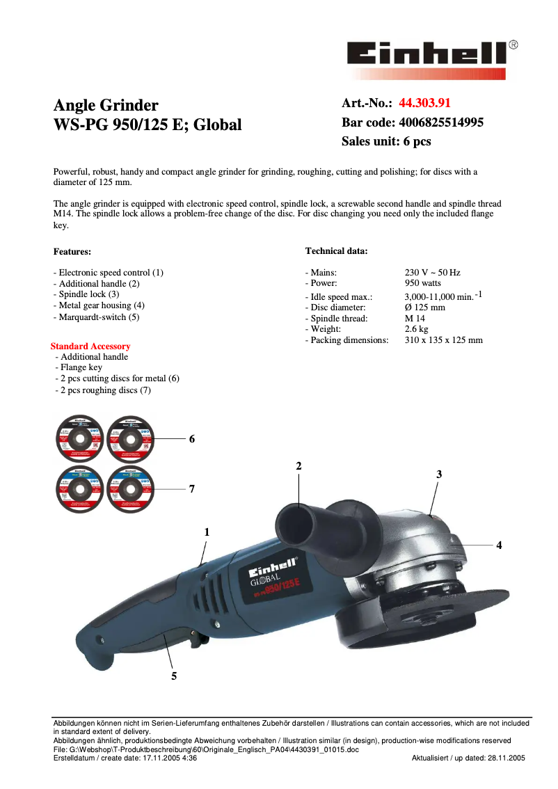 Page 1 of the manual User Manual Global WS-PG 950/125 E