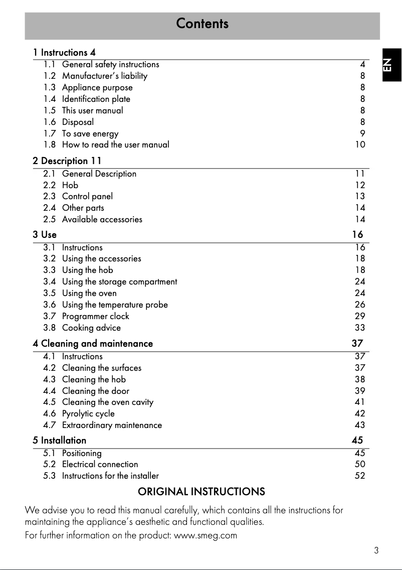 Page 1 of the manual Instruction Manual Smeg C6IPX9-1