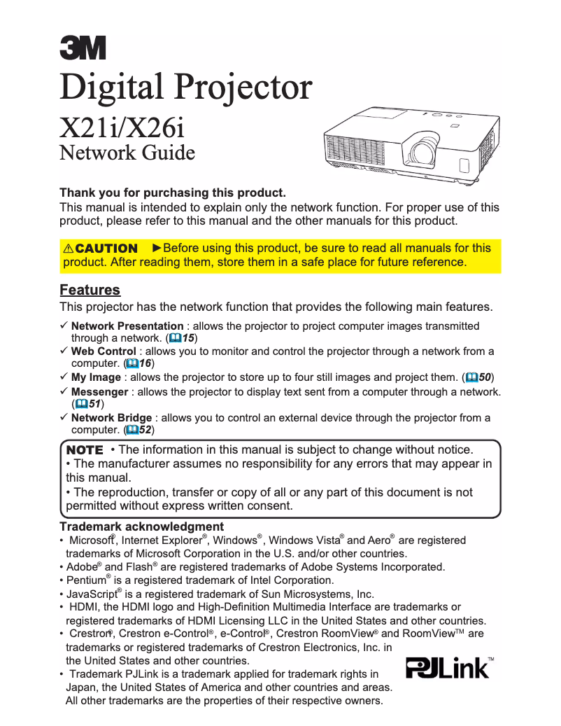 First page image of the manual for X26i