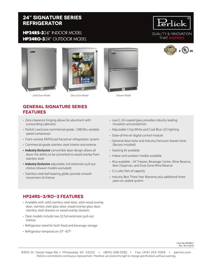 First page image of the manual for HP24RS-3-1L