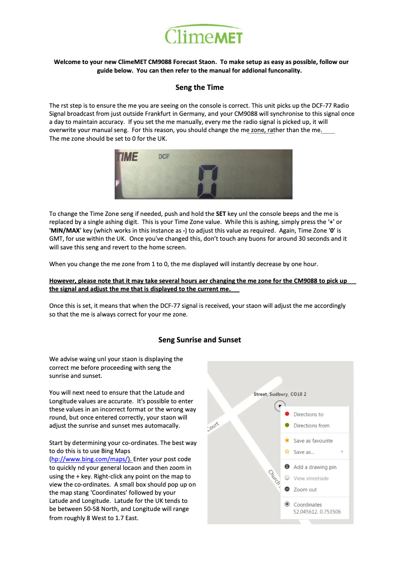 Page 1 of the manual Quick Start Guide ClimeMET CM9088