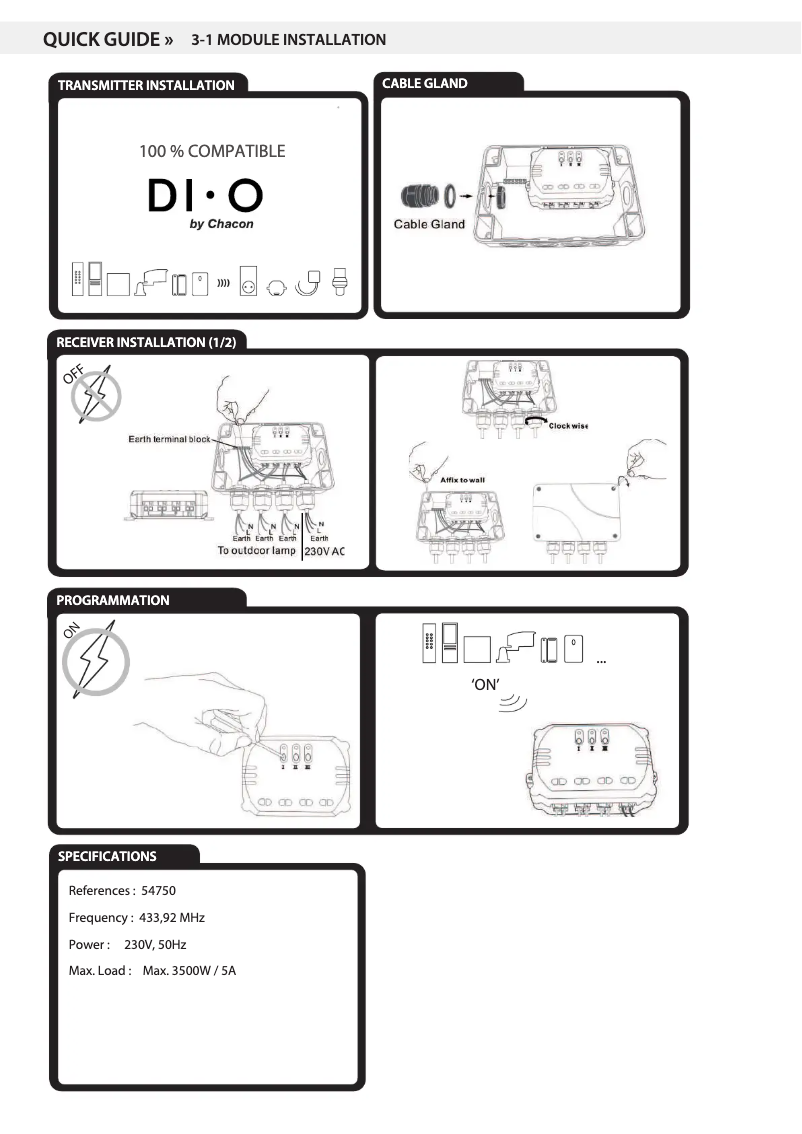 Page 1 of the manual User Manual Chacon 54750