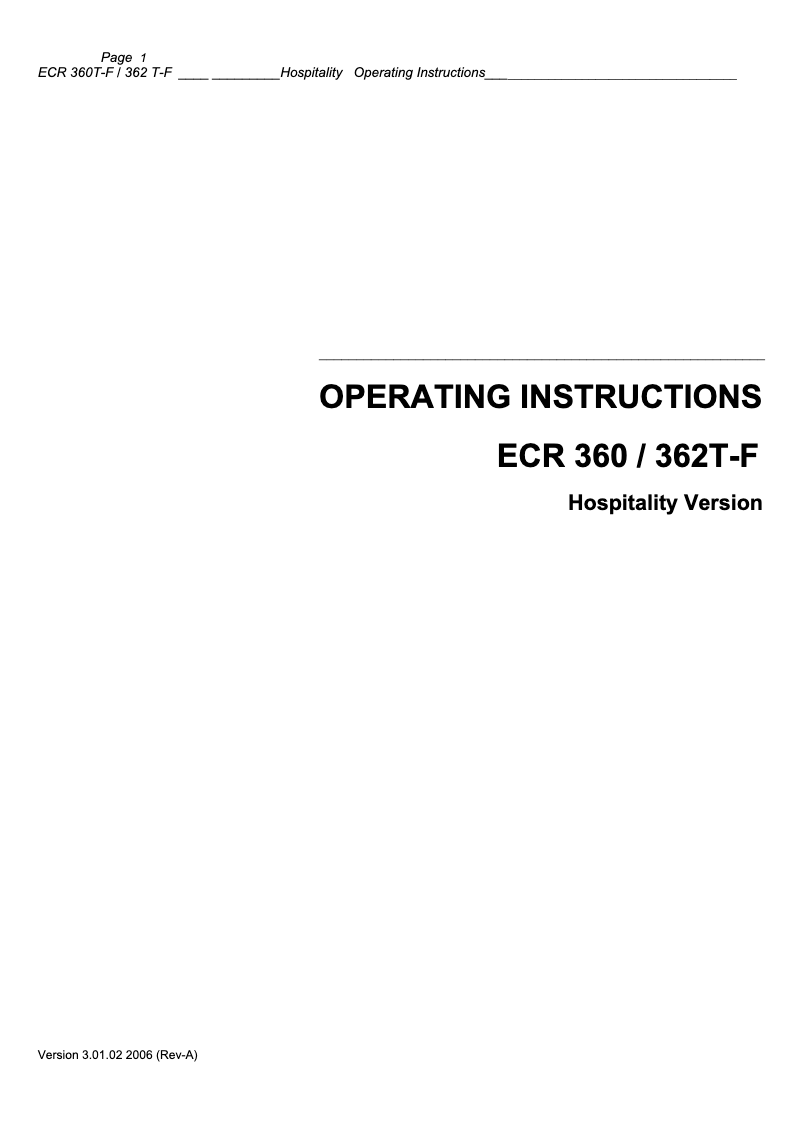 First page image of the manual for ECR 360