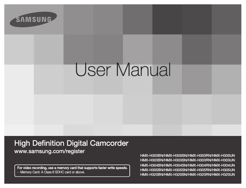 Page 1 of the manual User Manual Samsung HMX-H320