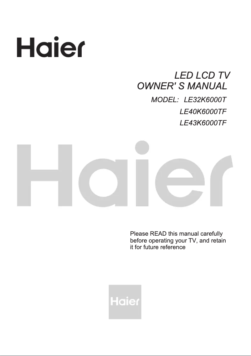 Page 1 of the manual User Manual Haier LE32K6000T