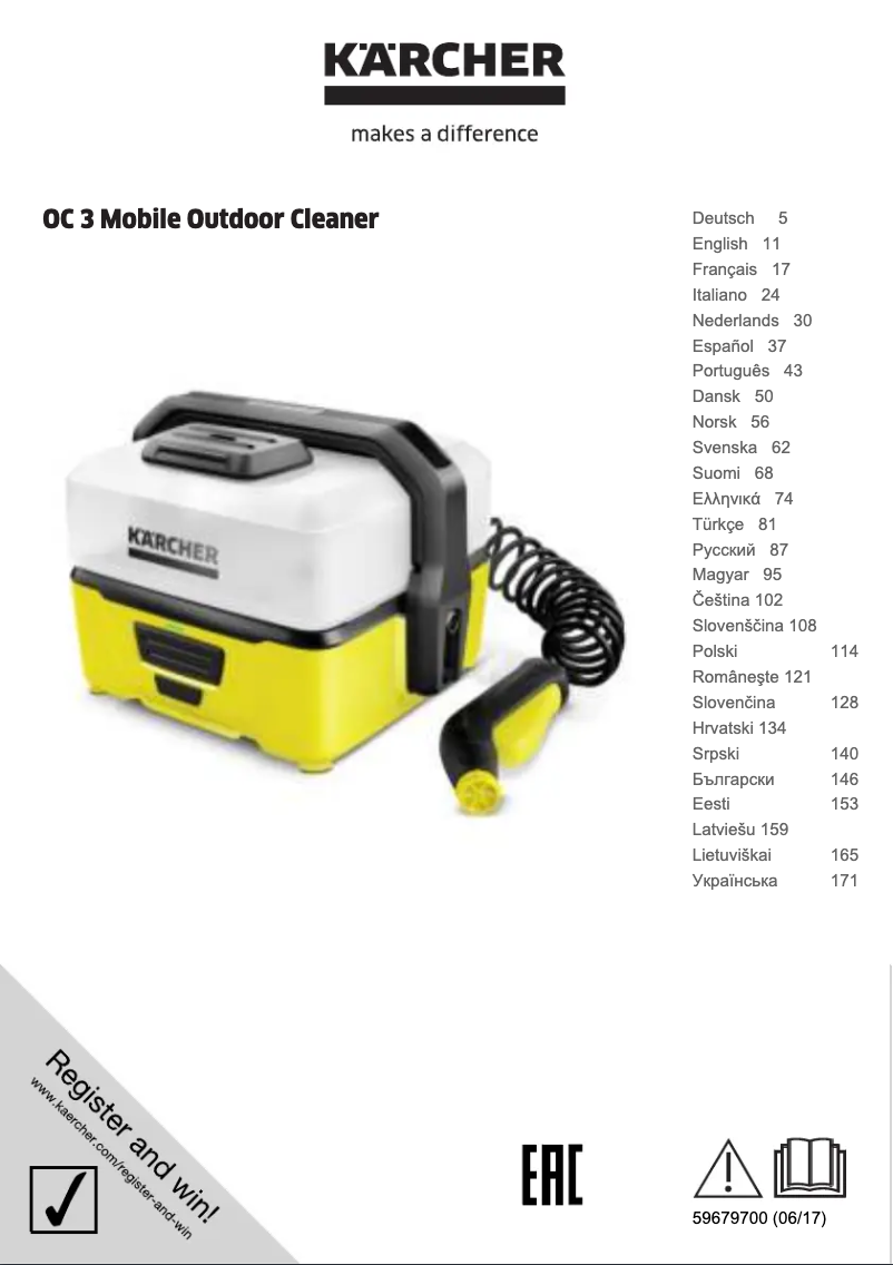 Page 1 de la notice Manuel utilisateur Kärcher Mobile Outdoor Cleaner OC 3