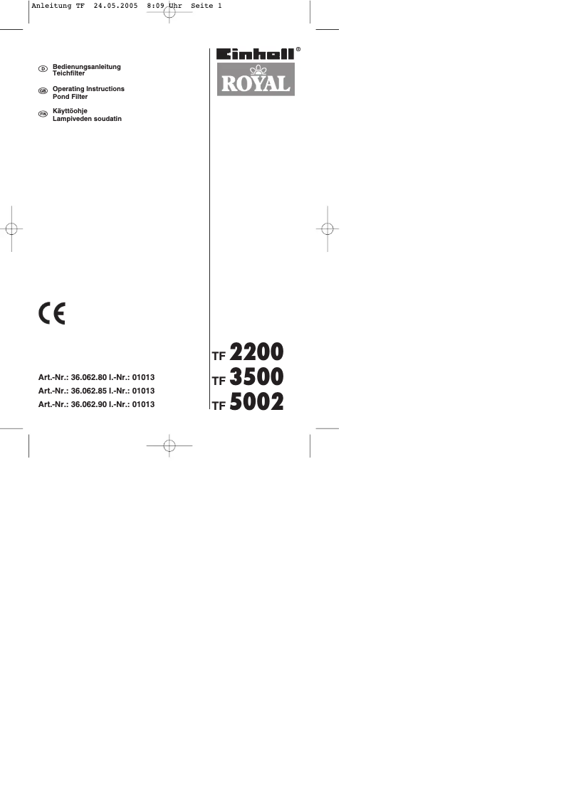First page image of the manual for TF 5002