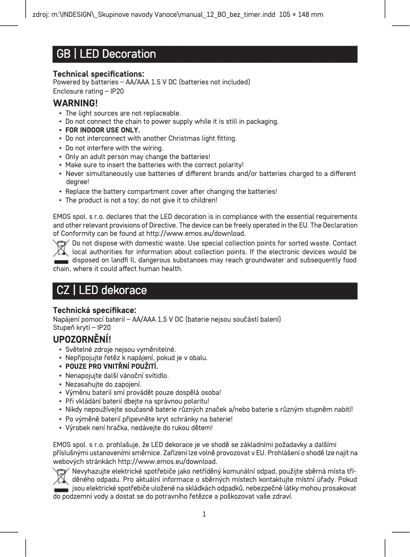 Page 1 of the manual User Manual Emos DCGW04