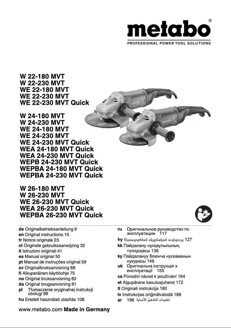 Page 1 of the manual User Manual Metabo WEPBA 26-230 MVT Quick
