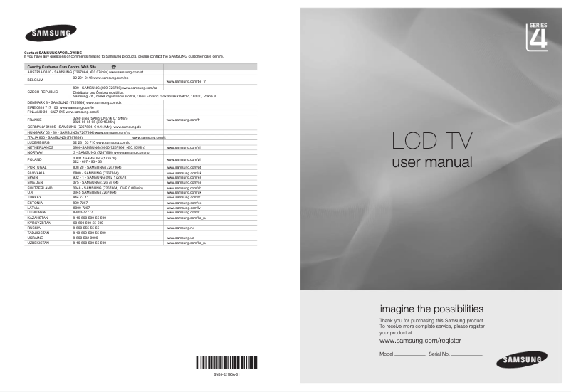 Page 1 of the manual User Manual Samsung LE-26B460B2WXZG