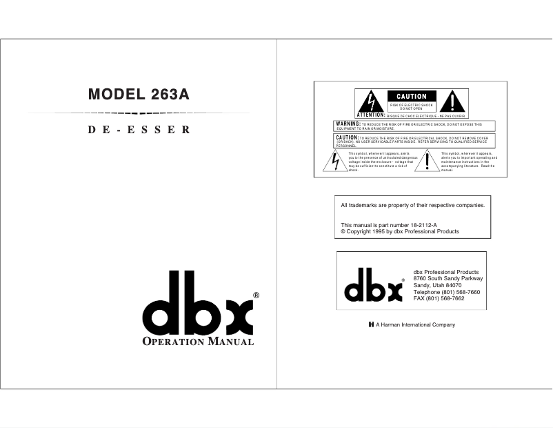 First page image of the manual for 263A