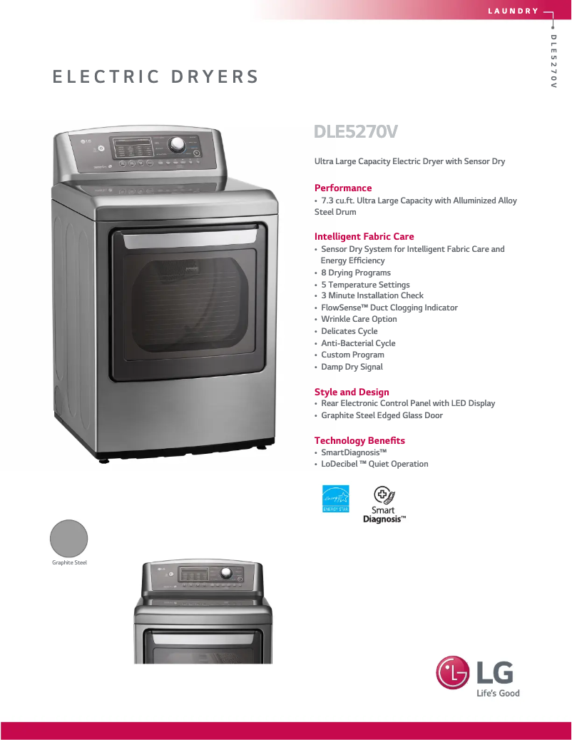 First page image of the manual for DLE5270V