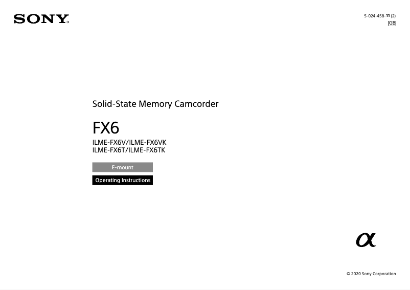 Page 1 of the manual User Manual Sony FX6