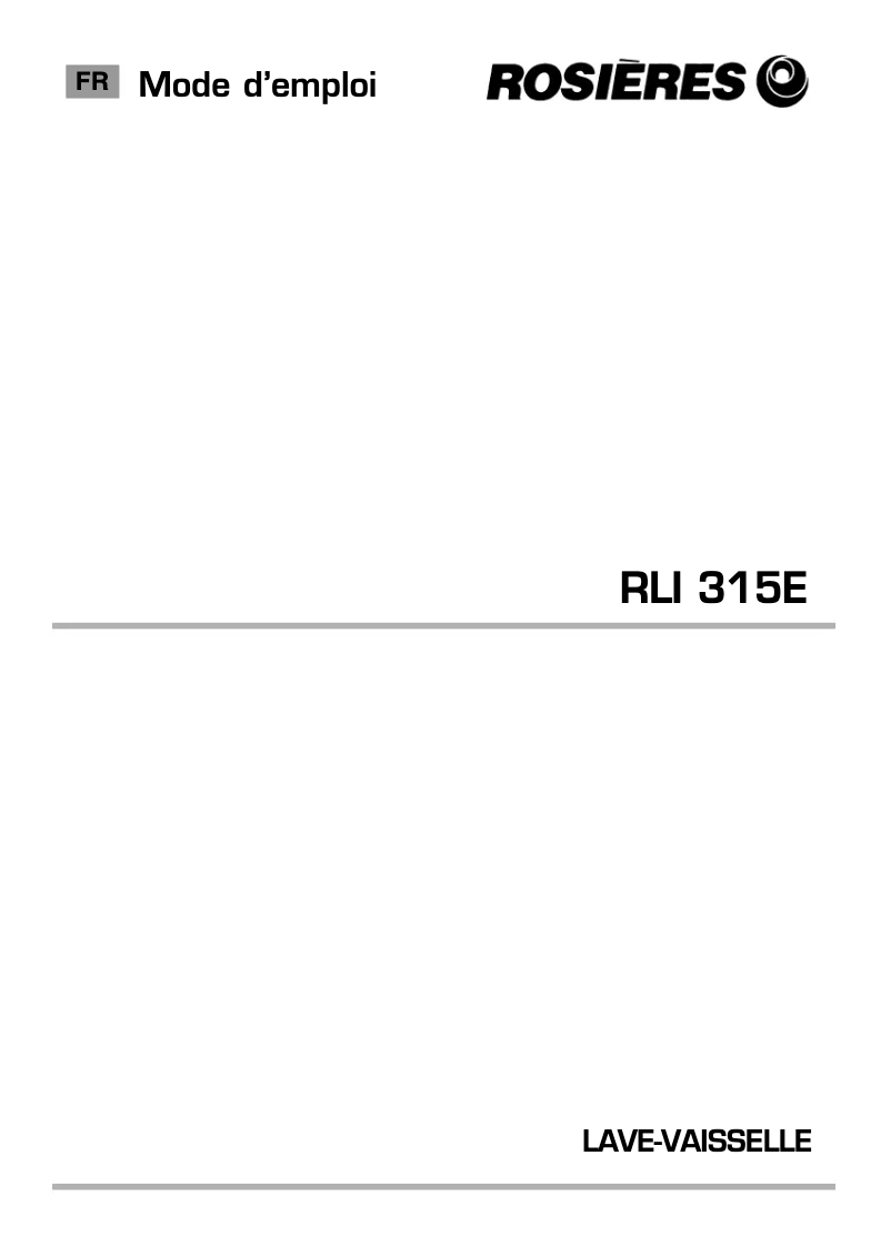 First page image of the manual for RLI 315 E