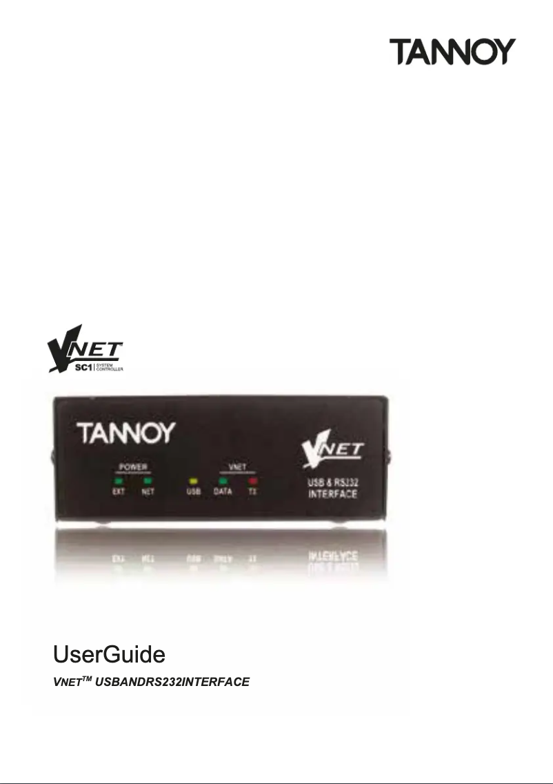 Page 1 of the manual User Manual Tannoy Vnet USB RS232 Interface