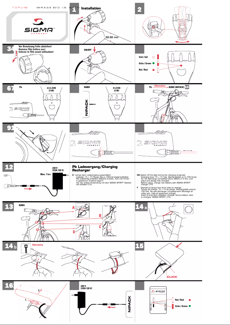 Page 1 of the manual User Manual Sigma Mirage EVO