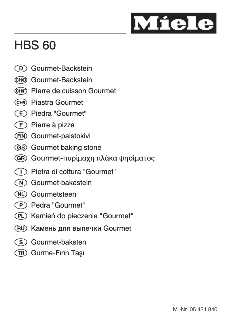 Page 1 of the manual User Manual Miele HBS 60