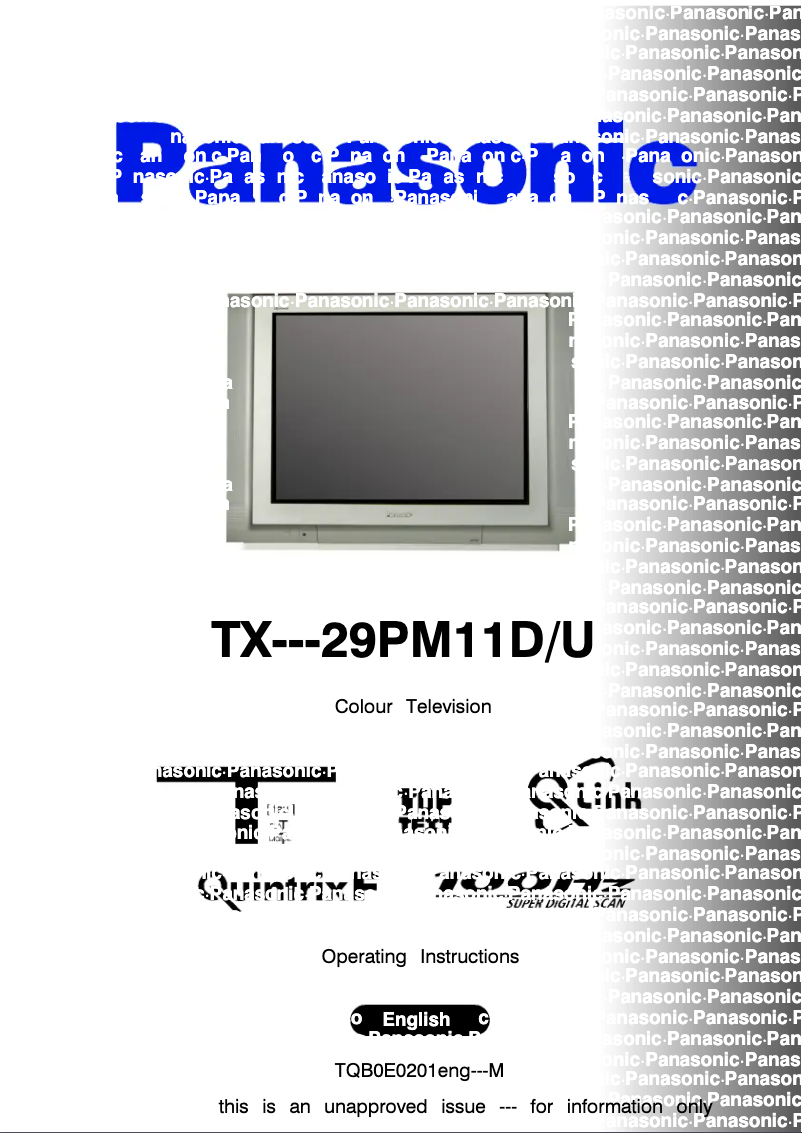 Page 1 of the manual User Manual Panasonic TX-29PM11DU