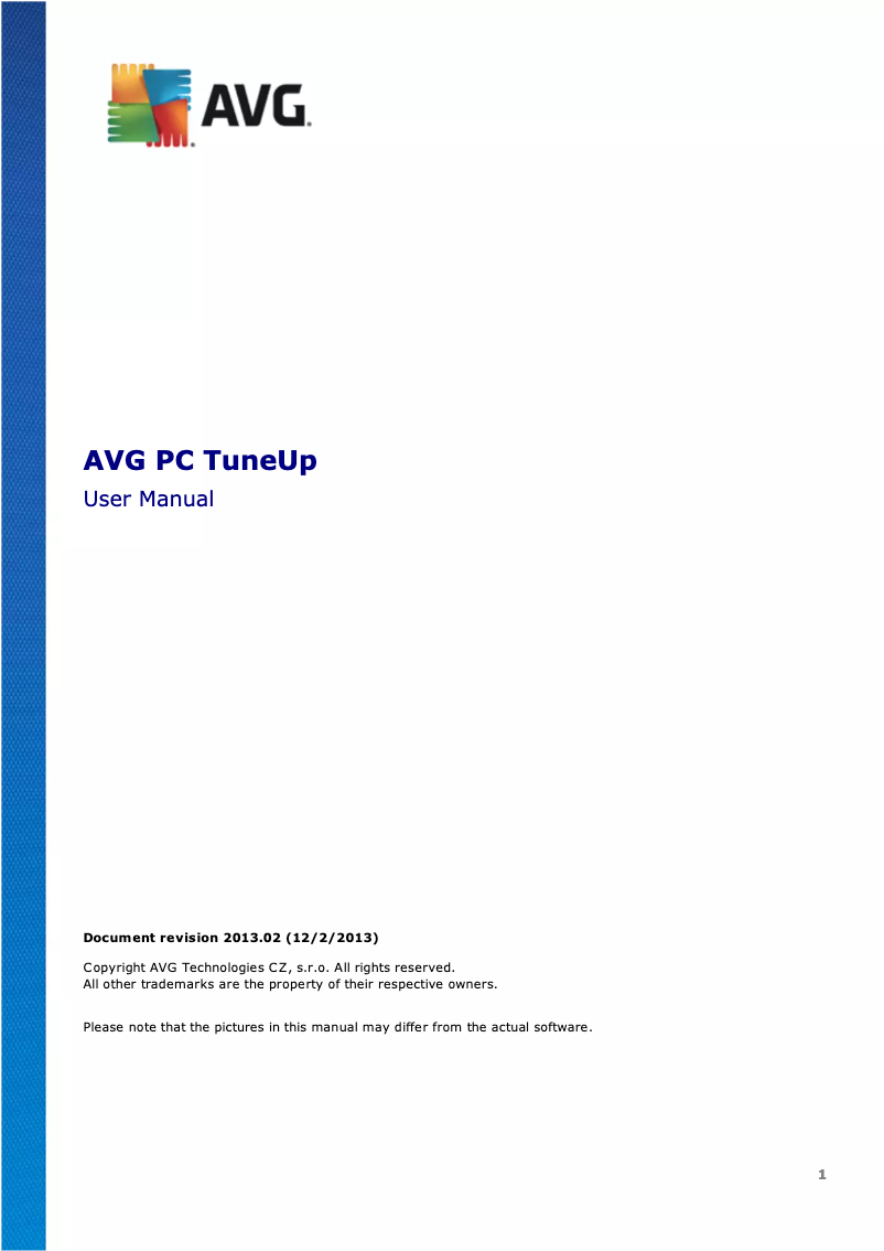Page 1 de la notice Manuel utilisateur AVG PC TuneUp (2013)