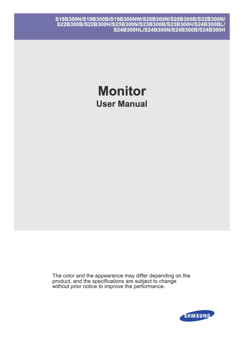First page image of the manual for SyncMaster S24B300B